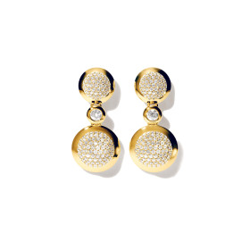        Gelbgold, Ohrringe, Tamara Comolli BOUTON Ohrhänger 2 Cabochons mit Diamant-Pavé E-BOU-2-p-Cl-yg