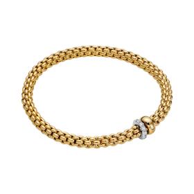Weißgold, Armschmuck, FOPE Solo Flex'it Armband mit zwei Rondellen und Pavé-Fassung 62406BX_PB_G_BGX_0XS