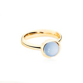 Gelbgold, Ringe, Tamara Comolli BOUTON Ring small Chalcedony blue R-BOU-s-ChBl-yg