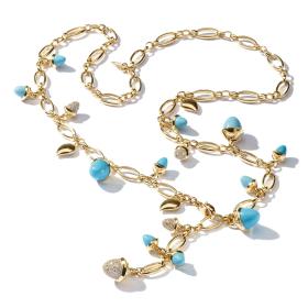 Gelbgold, Halsschmuck, Tamara Comolli MIKADO Kette Türkis N-M-56-Tur-p-yg