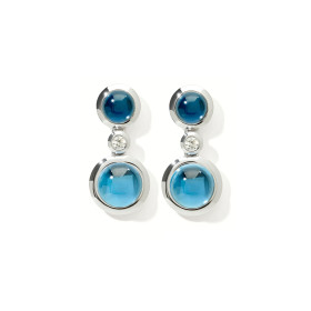         Weißgold, Ohrringe, Tamara Comolli BOUTON Ohrhänger 2 Cabochons 'Sky' E-BOU-2-Sky-Cl-wg