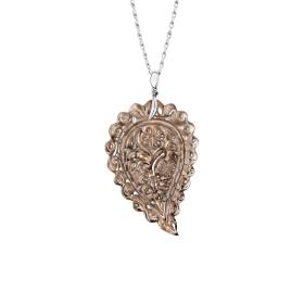 Weißgold, Halsschmuck, Tamara Comolli INDIA Leaf Anhänger Large Rauchquarz P-IND-l-Smo-wg