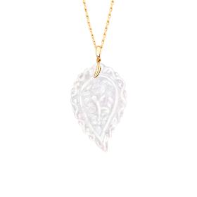 Gelbgold, Halsschmuck, Tamara Comolli INDIA Leaf Anhänger large Perlmutt P-IND-l-MPw-yg