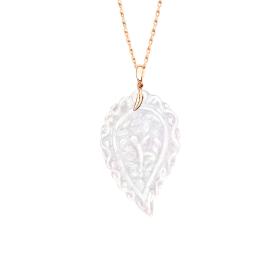 Roségold, Halsschmuck, Tamara Comolli INDIA Leaf Anhänger Large Perlmutt P-IND-l-MPw-rg