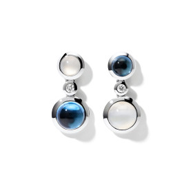         Weißgold, Ohrringe, Tamara Comolli BOUTON Ohrhänger 2 Cabochons 'Ocean' E-BOU-2-Oce-Cl-wg
