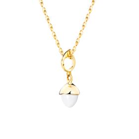 Gelbgold, Halsschmuck, Tamara Comolli MIKADO Anhänger Flamenco Cacholong P-MFL-Cach-yg