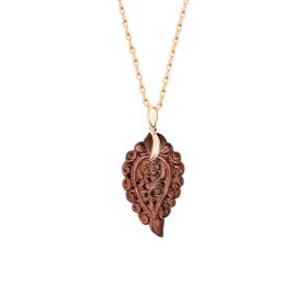 Roségold, Halsschmuck, Tamara Comolli INDIA Leaf Anhänger Small Snakewood P-IND-s-SW-rg