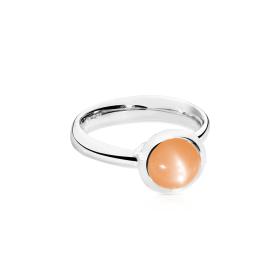Weißgold, Ringe, Tamara Comolli BOUTON Ring small oranger Mondstein R-BOU-s-MoOr-wg