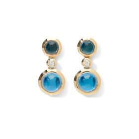         Gelbgold, Ohrringe, Tamara Comolli BOUTON Ohrhänger 2 Cabochons 'Sky' E-BOU-2-Sky-Cl-yg