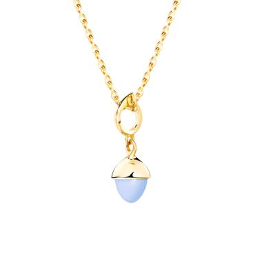 Halsschmuck, Gelbgold, Tamara Comolli MIKADO Anhänger Flamenco Blauer Chalcedon