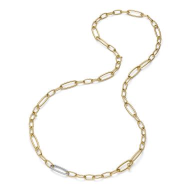 Halsschmuck, Gelbgold, IsabelleFa Lange Kette "Dorique" Pavé