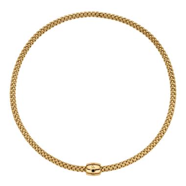 Halsschmuck, Gelbgold, FOPE Solo Flex'it Halskette mit dekorativem Verschluss