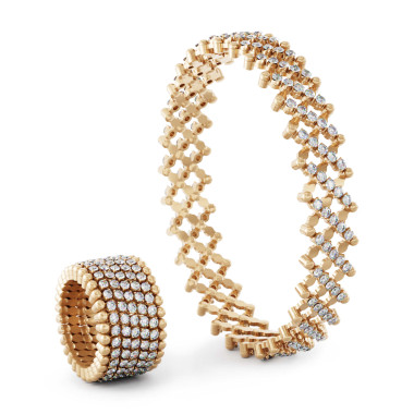 Ringe, Roségold, Serafino Consoli Brevetto Multi-Size Ring und Armband