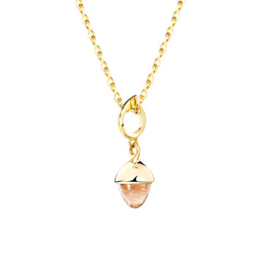 Halsschmuck, Gelbgold, Tamara Comolli MIKADO Flamenco Anhänger mit Rutilquarz