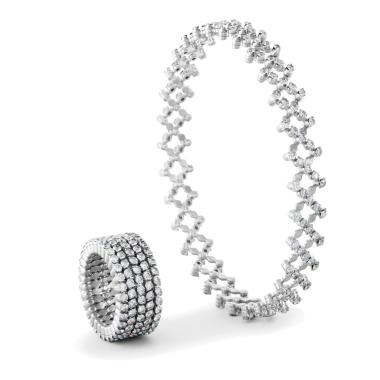 Ringe, Weißgold, Serafino Consoli Brevetto Multi-Size Ring und Armband