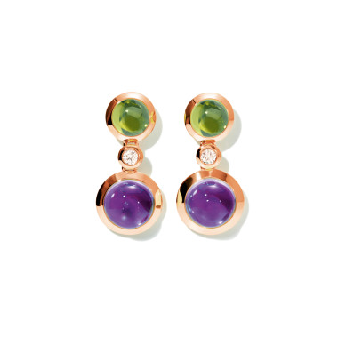         Roségold, Ohrringe, Tamara Comolli BOUTON Ohrhänger 2 Cabochons 'Aurora'