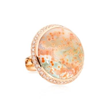 Ringe, Roségold, Tamara Comolli OCEAN JASPER Ring large mit Champagne Diamanten Pavé 