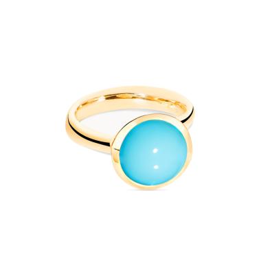 Ringe, Gelbgold, Tamara Comolli BOUTON large Ring Türkis