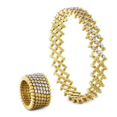         Gelbgold, Ringe, Serafino Consoli Serafino Multi-Size Ring und Armreif