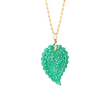 Halsschmuck, Gelbgold, Tamara Comolli INDIA Anhänger medium grüner Onyx
