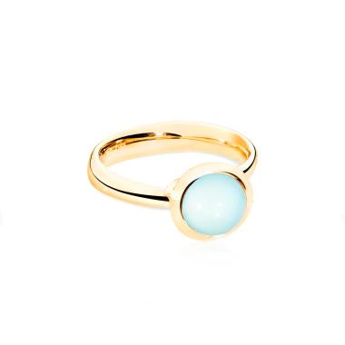 Ringe, Gelbgold, Tamara Comolli BOUTON Ring small Aqua Chalcedony