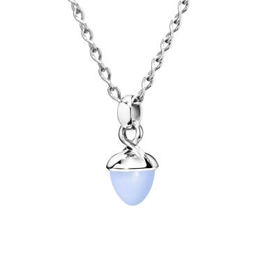Halsschmuck, Weißgold, Tamara Comolli MIKADO Bouquet Anhänger Blauer Chalcedon