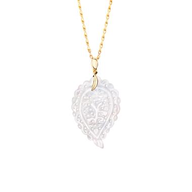 Halsschmuck, Gelbgold, Tamara Comolli INDIA Leaf Anhänger medium Perlmutt