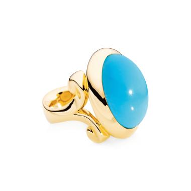 Ringe, Gelbgold, Tamara Comolli HIPPIE GLAM Ring large Türkis