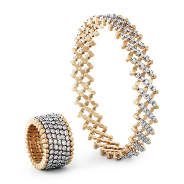 Ringe, Weißgold, Serafino Consoli Brevetto Multi-Size Ring und Armband