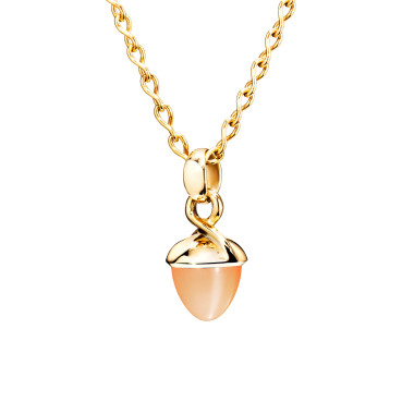 Halsschmuck, Gelbgold, Tamara Comolli MIKADO Flamenco Anhänger mit orange Mondstein