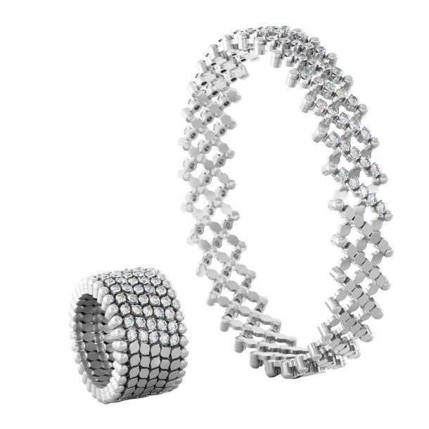         Weißgold, Ringe, Serafino Consoli Serafino Multi-Size Ring und Armreif