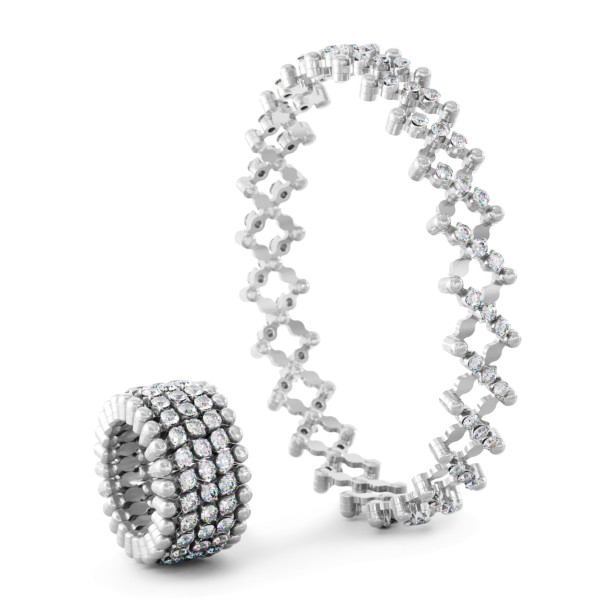         Weißgold, Ringe, Serafino Consoli Serafino Multi-Size Ring und Armreif